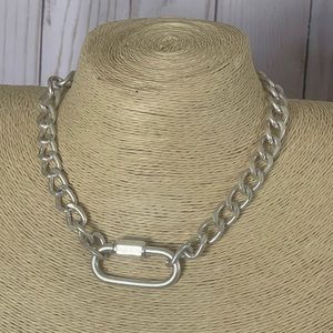 Chunky Silver Carabiner Choker For Women